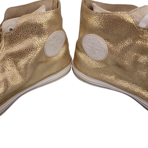 Converse All Star CTAS Shroud Gold Metallic High-Top Sneakers With Zipper Closur - Picture 5 of 9